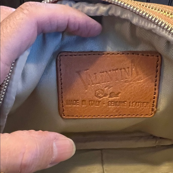 Valentina Leather from Italy 🇮🇹 Blue and Tan Crossbody Bag - Picture 8 of 9